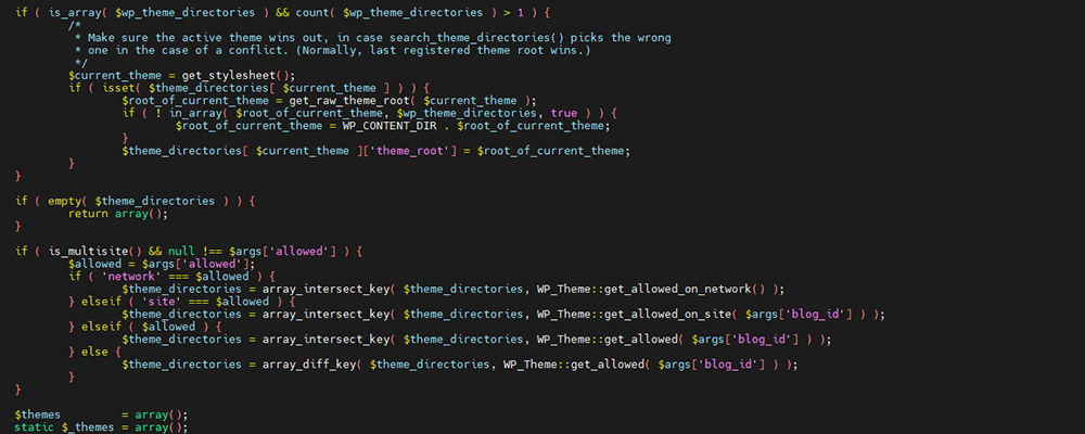 PHP-code Zeilen vom WordPress Theme